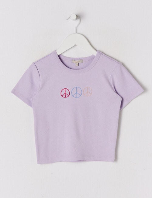 Switch Peace Short Sleeve Crop Rib Tee, Lilac product photo