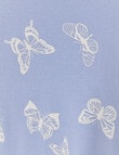 Switch Butterflies Short Sleeve Crop Rib Tee, Periwinkle product photo View 02 S