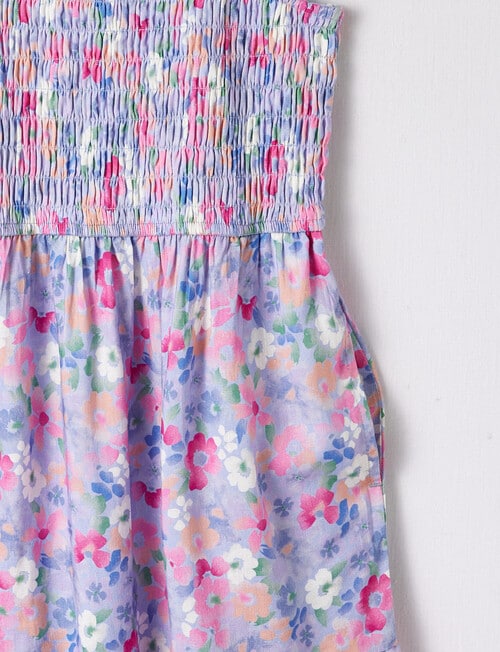 Switch Floral Watercolour Shirred Dress, Periwinkle product photo View 02 L