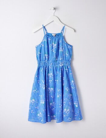 Switch Floral Gathered Dress, Cobalt product photo