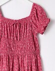 Switch Short Sleeve Shirred Dress, Hot Pink product photo View 02 S
