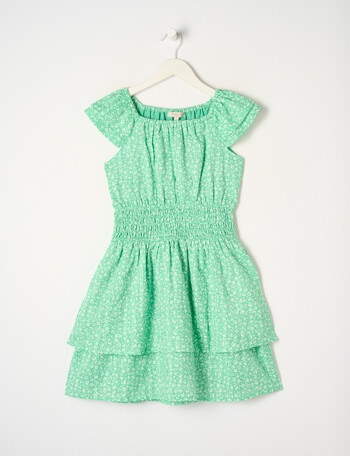 Switch Ditsy Floral Shirred Waist Dress, Emerald Green product photo