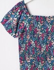 Switch Floral Shirred Short Sleeve Top, Navy product photo View 02 S