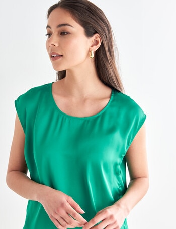 Whistle Cap Sleeve Shell Top, Green product photo