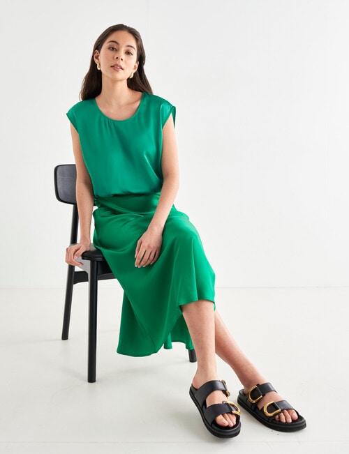 Whistle Cap Sleeve Shell Top, Green product photo View 03 L