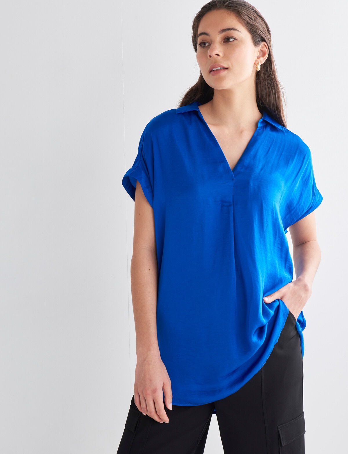 Whistle Short Sleeve Shirt, Bright Blue - Tops