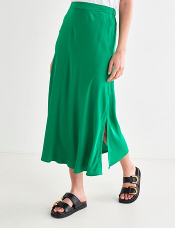Whistle Satin Slip Skirt, Green product photo