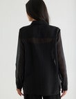 Whistle Long Sleeve Sheer Shirt, Black product photo View 02 S