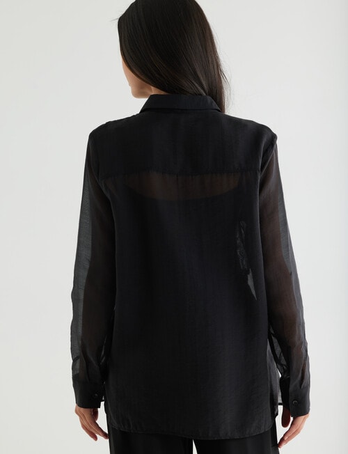 Whistle Long Sleeve Sheer Shirt, Black product photo View 02 L