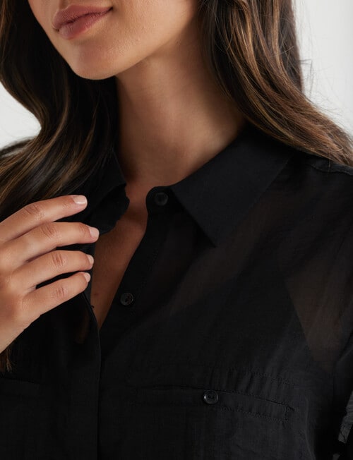 Whistle Long Sleeve Sheer Shirt, Black product photo View 04 L