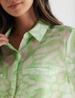 Whistle Print Long Sleeve Sheer Shirt, Lime product photo View 04 S