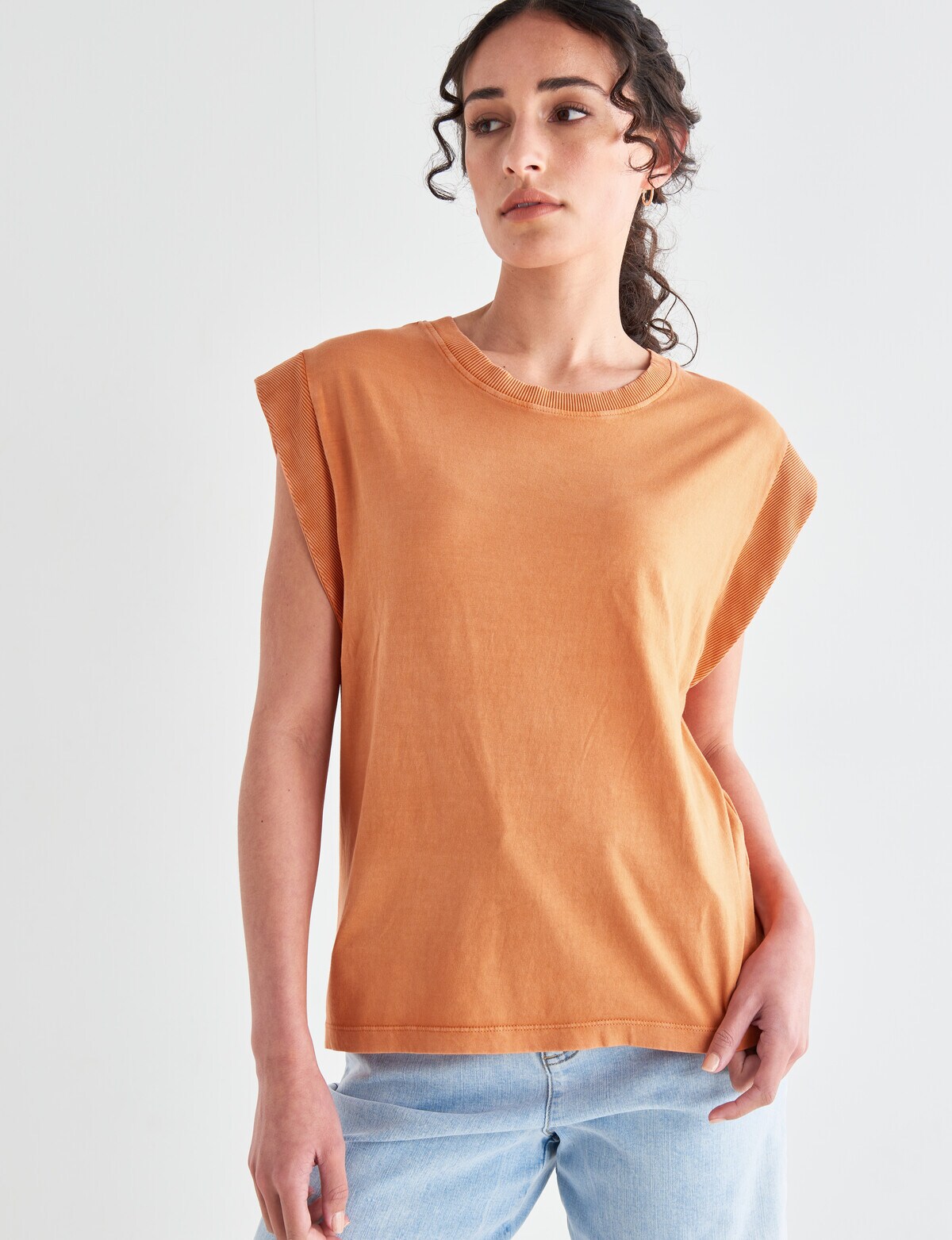 Zest Organic Cotton Short Sleeve Tee, Burnt Orange Tops