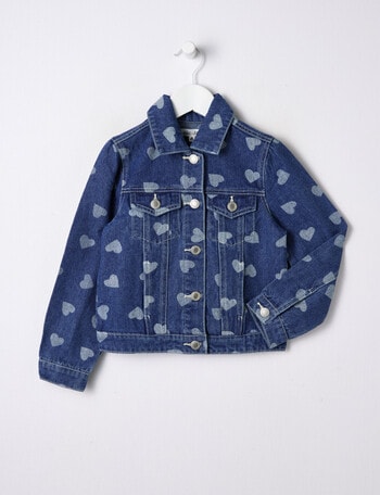 Mac & Ellie Hearts Denim Jacket, Mid Blue product photo