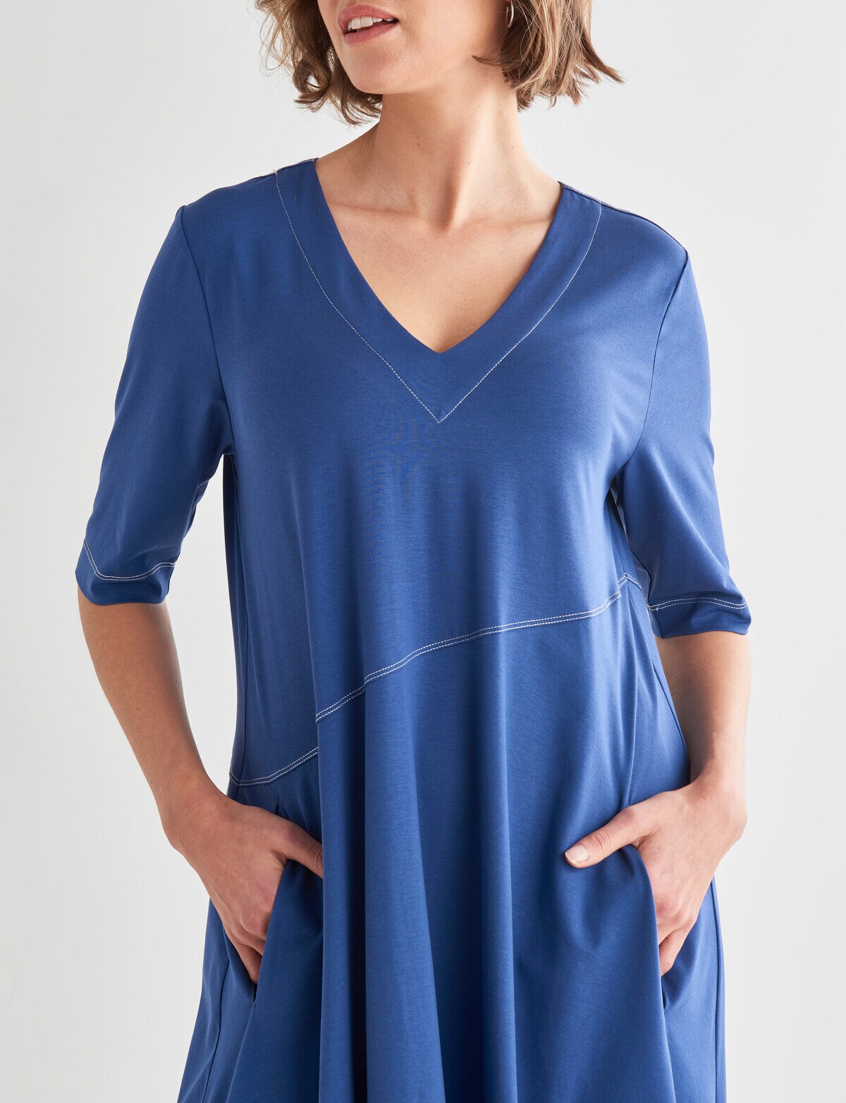 Jigsaw Hero Stitch Ss Dress, Mid Blue Dresses