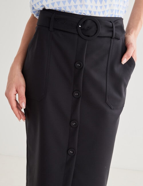 Oliver Black Belted Pencil Skirt, Black product photo View 04 L
