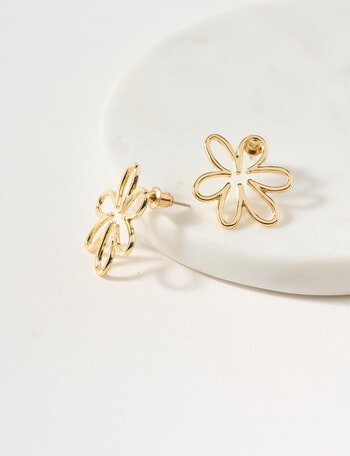 Whistle Accessories Daisy Stud Earrings, Gold Tone product photo