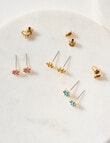 Whistle Accessories Coloured Daisy Stud Earrings, 3-Pack, Gold Tone product photo View 02 S