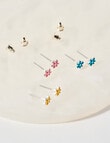 Whistle Accessories Coloured Daisy Stud Earrings, 3-Pack, Imitation Silver product photo View 02 S