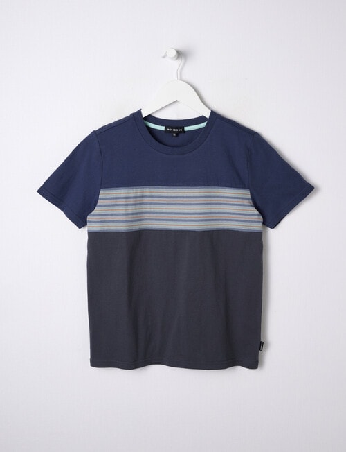 No Issue Stripe Panel Short Sleeve Tee, Blue product photo