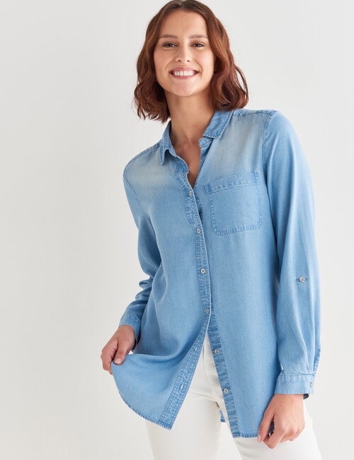 Denim Republic Lyocell Shirt, Light Blue product photo View 08 L