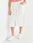Zest Drill Tie Waist Midi Skirt, White product photo View 03 S