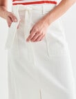 Zest Drill Tie Waist Midi Skirt, White product photo View 04 S