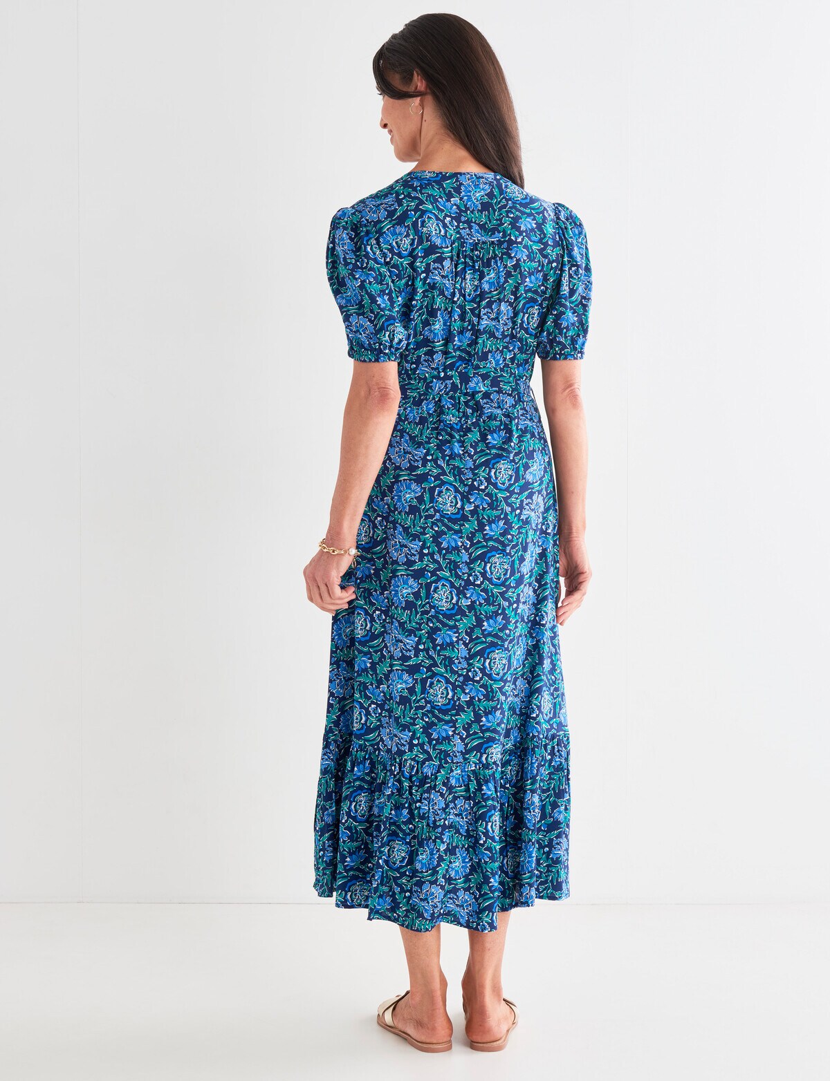 Ella J Floral Belted Tea Dress, Navy Dresses
