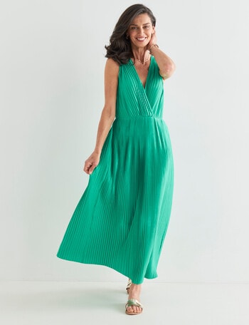 Ella J Pleated Dress, Green product photo