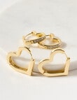 Whistle Accessories Heart Huggie Earrings Set, 2-Pack, Gold Tone product photo View 02 S