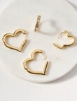 Whistle Accessories Heart Huggie Earrings Set, 2-Pack, Gold Tone product photo View 03 S