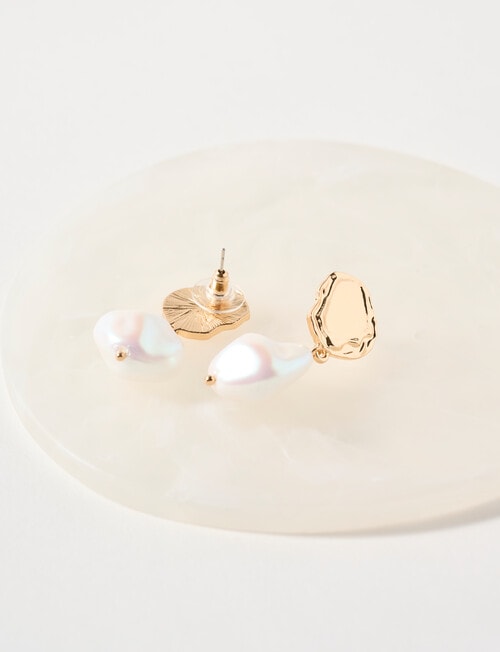 Whistle Accessories Baroque Pearl Drop Earrings, Imitation Gold product photo View 02 L