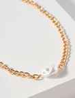 Whistle Accessories Chunky Chain Bracelet With Baroque Pearl, Imitation Gold product photo View 02 S