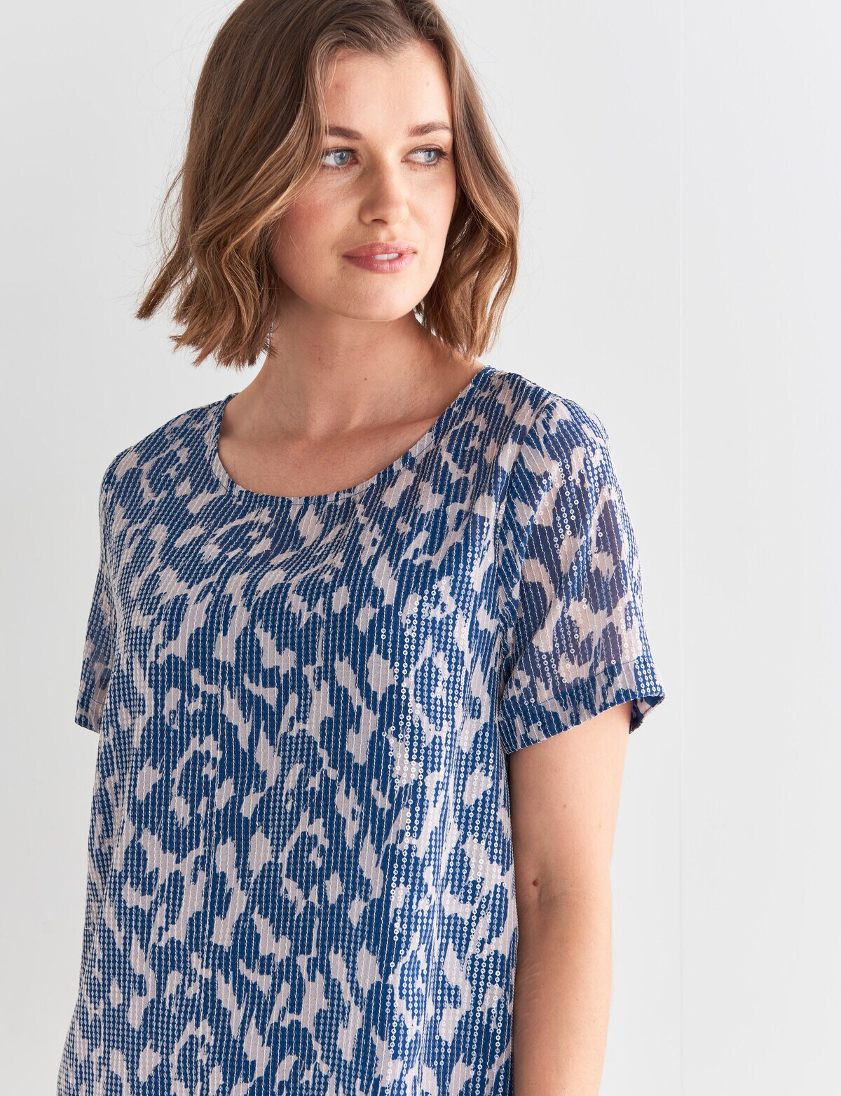 Jigsaw Sequin Echo Top, Teal Tops