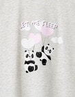 Sleep Squad Let Me Sleep Panda Sleep Tee Nightie, Grey Marle, 8-16 product photo View 02 S