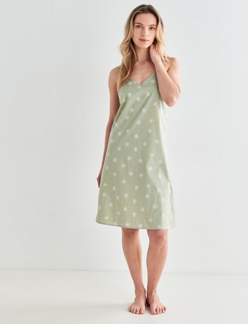 Mineral Lounge Floral Nightie, Sage product photo