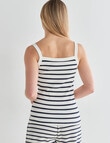 Mineral Lounge Sailor Stripe Rib Tank Top, White & Navy product photo View 02 S