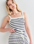Mineral Lounge Sailor Stripe Rib Tank Top, White & Navy product photo View 04 S