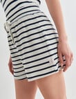 Mineral Lounge Sailor Stripe Waffle Knit Short, White & Navy product photo