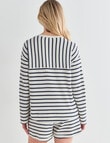 Mineral Lounge Sailor Stripe Waffle Knit Crewneck Top, White & Navy product photo View 02 S
