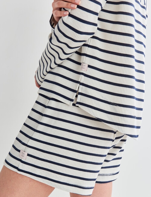 Mineral Lounge Sailor Stripe Waffle Knit Crewneck Top, White & Navy product photo View 05 L