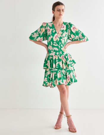 State of play Day Lily Print Mini Dress, Green product photo