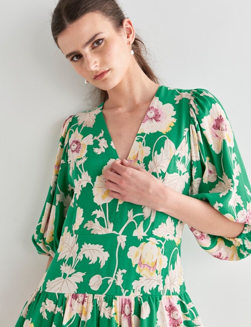 State of play Day Lily Print Mini Dress, Green product photo View 04 L