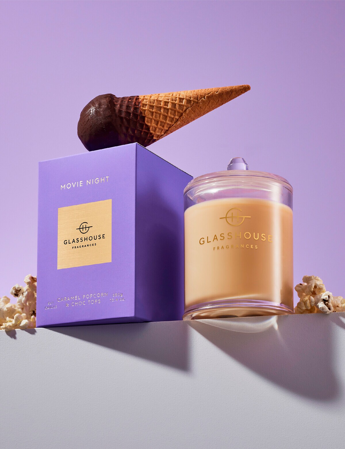 Glasshouse Fragrances Movie Nights Candle, 380g Candles & Home Fragrance