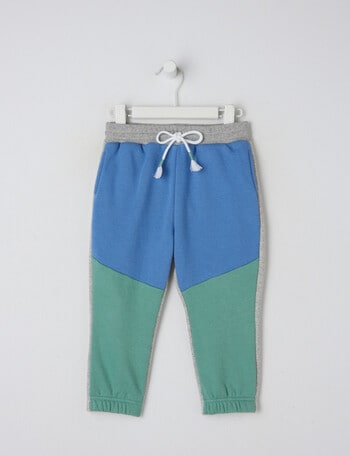 Teeny Weeny Spliced Track Pant, Blue & Green product photo