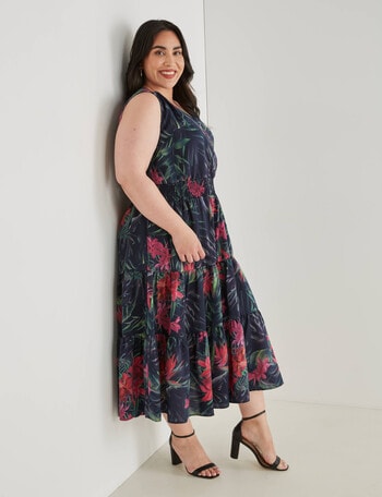 Studio Curve Occasion Floral Maxi Tiered Dress, Ink product photo