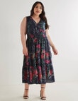 Studio Curve Occasion Floral Maxi Tiered Dress, Ink product photo View 05 S