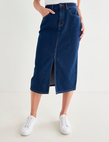 Denim Republic Midi Denim Skirt, Rinse product photo