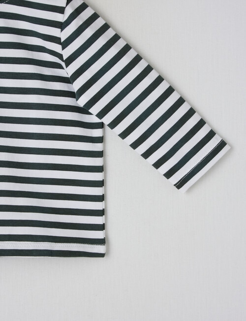 Teeny Weeny Striped Long-Sleeve Tee, White & Green product photo View 02 L