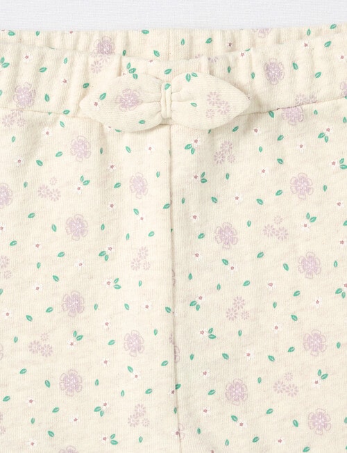 Teeny Weeny Lilac Flower Track Pant & Head Band Set, Cream product photo View 02 L