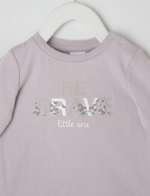 Teeny Weeny Be Brave Long Sleeve Tee, Lilac product photo View 02 L